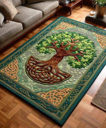 Celestial Tree Timeless Area Rug — Majestic Tree Of Life Design, Elegant Low-Pile Rug For Living Rooms, Bedrooms, And Offices