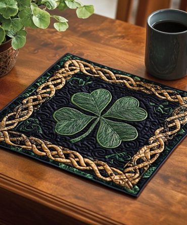 Celtic Heart Quilted Placemat — Heritage-Inspired Table Accent, Durable Padded Mat for Rustic and Traditional Dining Settings