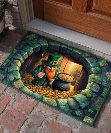 Celtic Peek Welcome Rug — Intricate Knotwork Front Door Doormat, Durable Weather-Resistant Outdoor/Indoor Mat, Non-Slip Classic Irish Accent