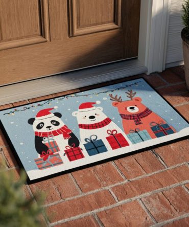 Adorable Bear Trio Decorative Welcome Rug — Charming Front Door Doormat For Outdoor/Indoor Use To Create A Cozy First Impression