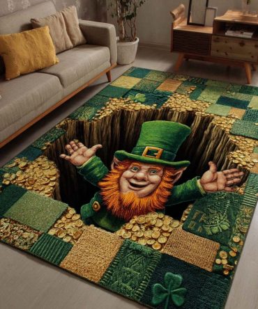 Golden Guardian Ornamental Rug — Luxurious Gold Accent Area Rug With Regal Motif, Low-Pile Durability For Living Spaces