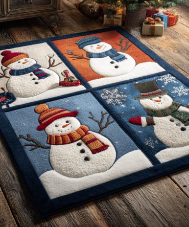 Checker Snowman Blocks Kids Rug — Festive Holiday Playroom Rug With Cheerful Snowman Motifs, Soft Low-Pile, Easy Clean