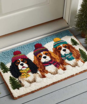 Playful Spaniels Welcome Mat — Cute Dog Doormat For Pet Lovers, Durable Non-Slip Outdoor Entrance Rug For Home & Porch