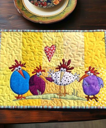 Country Chicken Quilted Placemat — Classic Farmhouse Design, Durable Cotton Blend, Easy-Care Kitchen & Dining Accent