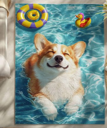 Chillin' Corgi Lifestyle Rug — Playful Corgi Dog Area Rug For Pet Lovers, Durable Low-Pile, Great For Living Rooms & Kids' Rooms