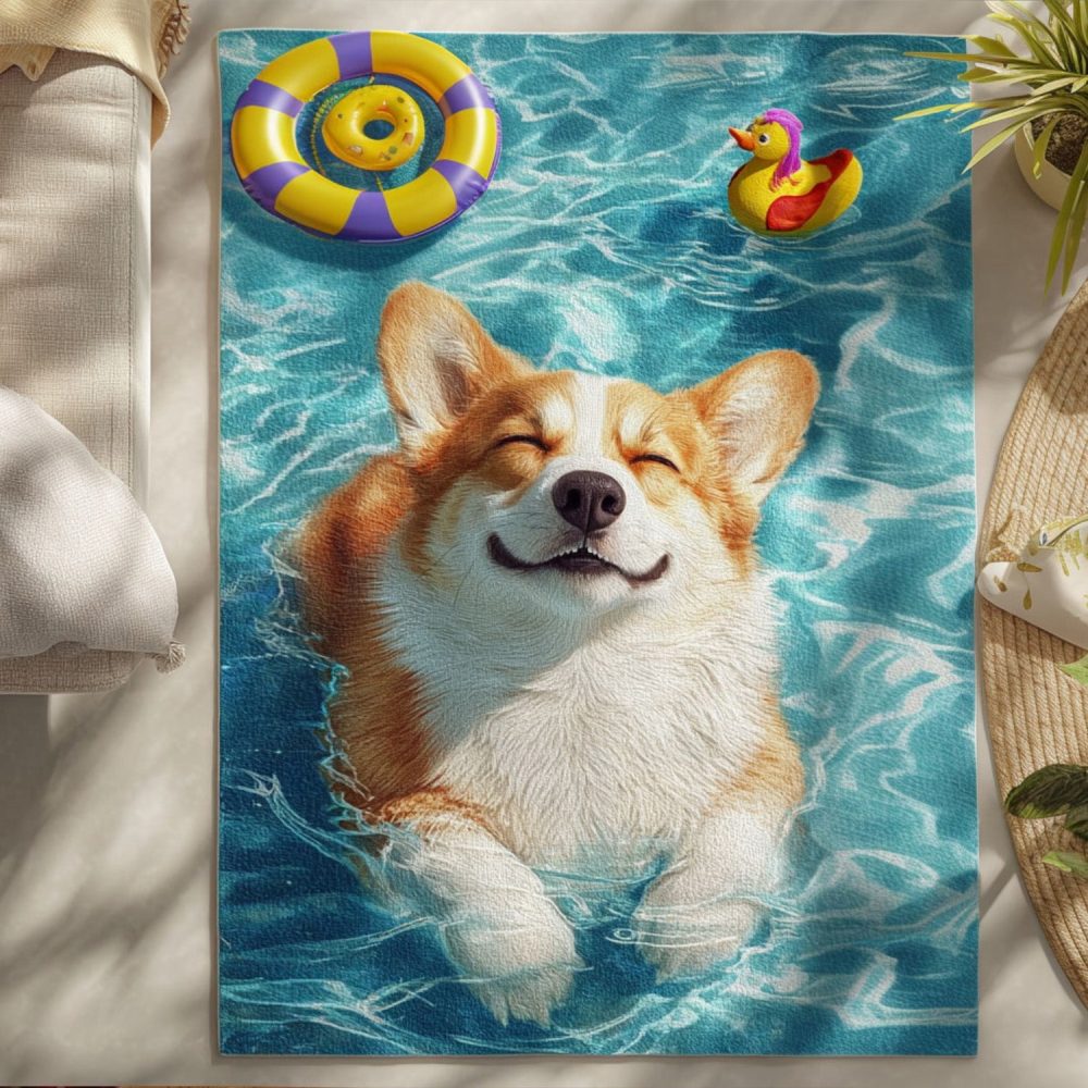 Chillin' Corgi Lifestyle Rug — Playful Corgi Dog Area Rug For Pet Lovers, Durable Low-Pile, Great For Living Rooms & Kids' Rooms
