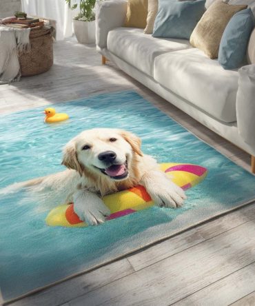 Chillin' Golden Retriever Rug — Cozy Dog-Themed Area Rug With Golden Motif, Low-Pile And Durable For Family Spaces