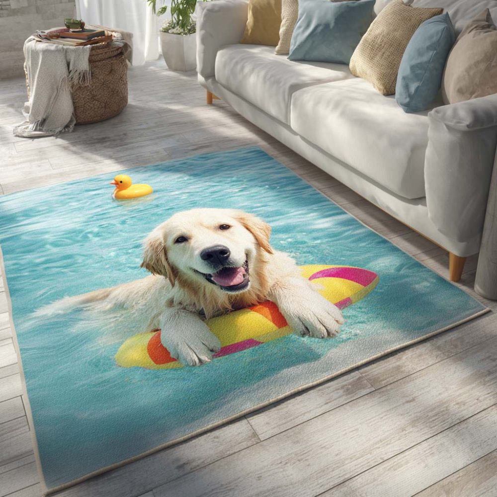 Chillin' Golden Retriever Rug — Cozy Dog-Themed Area Rug With Golden Motif, Low-Pile And Durable For Family Spaces