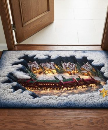 Christmas Express Welcome Mat — Festive Holiday Train Doormat For Front Door, Durable Weather-Resistant Design With Non-Slip Backing