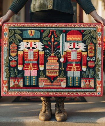 Christmas Guard Welcome Doormat - Festive Coir Front Door Rug With Classic Holiday Soldier, Weatherproof Entry Mat For Seasonal Cheer