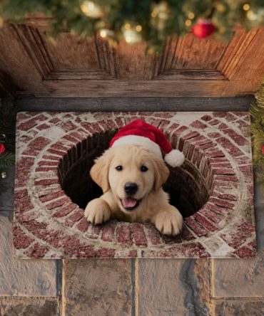 Peeking Santa Christmas Doormat — Festive Coir Welcome Mat With Cheerful Design, Durable Outdoor Front Door Holiday Mat