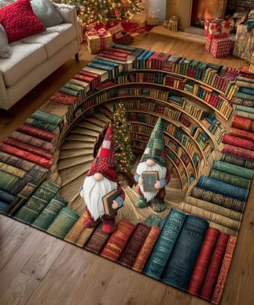 Holiday Tales Christmas Area Rug — Cozy Storybook Design, Durable Low-Pile Floor Rug, Non-Slip Backing, Easy Care Décor