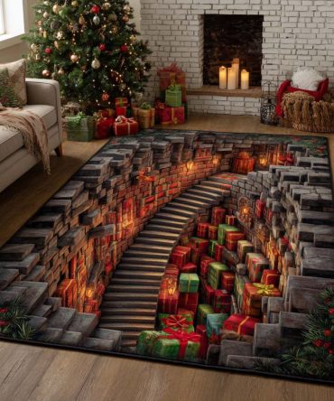 Christmas Vault Holiday Area Rug — Secure Non-Slip Seasonal Rug, Durable Construction, Stain-Resistant & Easy-Care Floor Accent