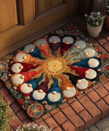 Christmas Gnome Round Doormat — Durable Coconut Coir Welcome Mat For Front Door, Holiday Porch Decor & Gift