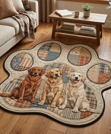 Classic Golden Custom Shaped Area Rug — Tailored Golden Retriever-Inspired Floor Mat, Plush Low-Pile, Non-Slip Pet-Friendly Rug