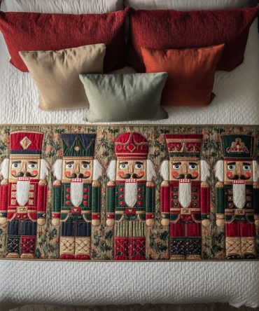 Classic Guard Designer Quilted Bed Scarf — Timeless Holiday Bed Runner For Elegant Seasonal Bedding & Refined Bedroom Decor