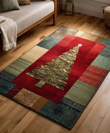 Classic Tree Area Rug — Timeless Evergreen Design, Durable Low-Pile Rug, Non-Slip Backing, Perfect For Holiday & Year-Round Décor