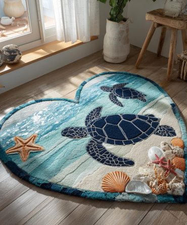 Coastal Bliss Custom-Shaped Rug - Serene Beach Colors, Soft Low-Profile Mat For Patio, Porch, Kids Room, Washable