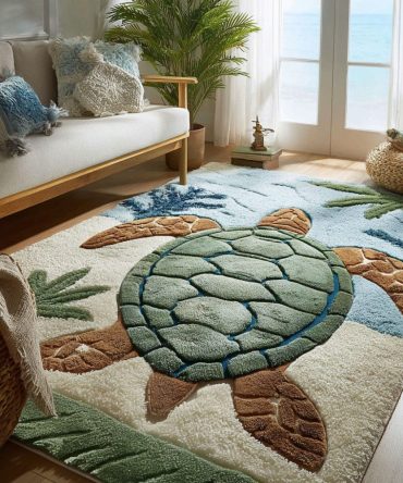 Coastal Keeper Rug - Durable Nautical Accent, Low-Pile Indoor Rug, Stain-Resistant, Easy-Care For High-Traffic Rooms & Entryways