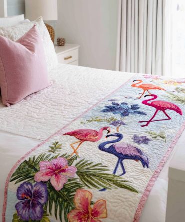 Coastal Wader Coastal-Style Quilted Bed Runner — Nautical Beach Accent Throw For Queen & King Beds, Easy-Care Resort Vibes