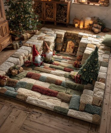 Charming Cobblestone Gnome Rug — Whimsical Garden-Inspired Area Rug For Entryway, Kids Room, Patio, Durable & Fade-Resistant