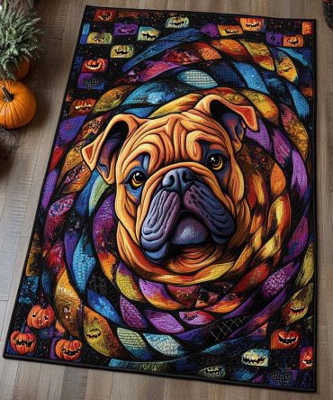 Color Burst Bulldog Rug — Playful Multicolor Pet & Kids Area Rug With Bulldog Motif, Stain-Resistant, Low-Pile, Perfect For Playrooms