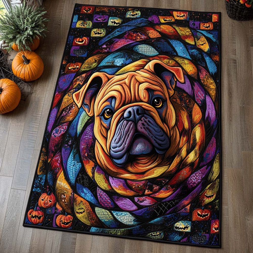 Color Burst Bulldog Rug — Playful Multicolor Pet & Kids Area Rug With Bulldog Motif, Stain-Resistant, Low-Pile, Perfect For Playrooms