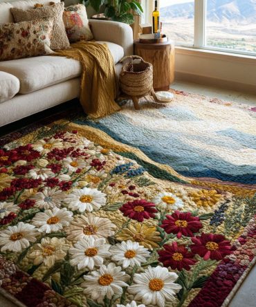 Color Field Modern Area Rug — Bold Abstract Color-Block Rug For Contemporary Living Room, Office & Bedroom; Low-Maintenance, Soft Underfoot