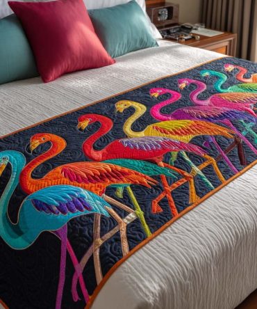 Bold Color Splash Quilted Bed Runner — Energetic Multicolor Bed Scarf, Modern Accent Throw For Vibrant Bedroom Styling