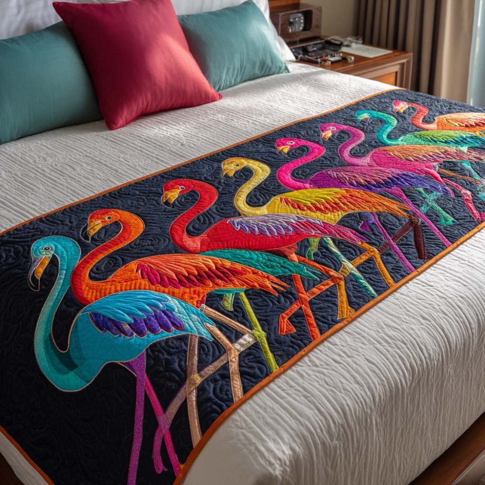 Bold Color Splash Quilted Bed Runner — Energetic Multicolor Bed Scarf, Modern Accent Throw For Vibrant Bedroom Styling