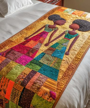 Color Weavers Quilted Bed Runner — Vibrant Multicolor Decorative Throw For Queen & King Beds, Handcrafted Weave Look, Boho Chic Bedroom Accent