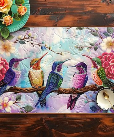 Colorful Songbird Quilted Placemat — Bright Bird Table Mat for Eclectic Dining, Soft Cotton, Reversible, Machine Washable, Bold Accent