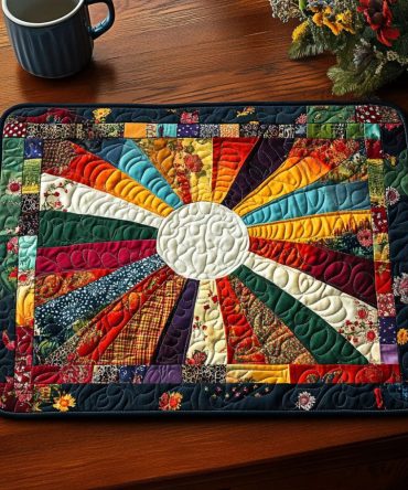 Colorful Dawn Quilted Table Placemat — Vibrant Cotton Dining Mat for Everyday Use, Fade-Resistant & Easy Care