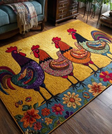 Colorful Flock Accent Rug — Playful Feather & Bird-Inspired Area Rug For Nursery, Kids Room & Accent Spaces; Soft Pile, Machine-Friendly Care