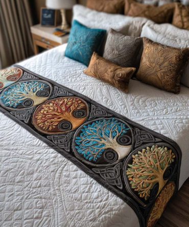 Colorful Grove Quilted Bed Runner — Vibrant Multi-Color Cotton Throw, Playful Accent To Refresh Any Bedroom Setting