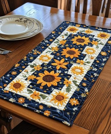Vibrant Sunflower Quilted Placemat — Colorful Table Protector, Heat & Stain-Resistant, Farmhouse Dining Accent, Washable