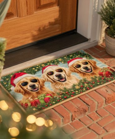 Cool Golden Retriever Welcome Doormat — Trendy Dog Portrait Coir Mat, Durable Outdoor Entry Rug, Non-Slip Backing, Great For Pet Lovers