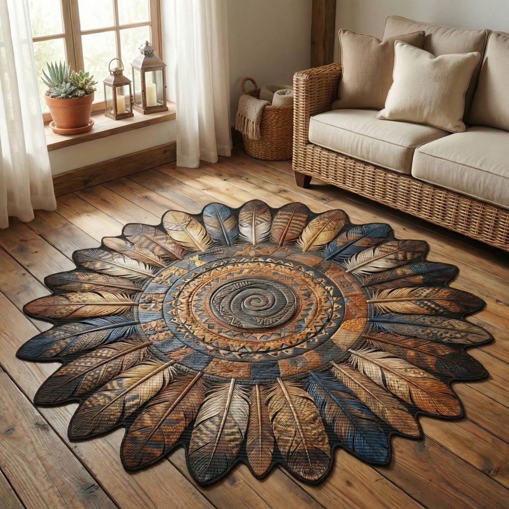 Copper Canyon Sunburst Sculpted Rug — Custom-Shaped Earth-Tone Accent Rug For Entryway Or Living Room, Artful Textured Design