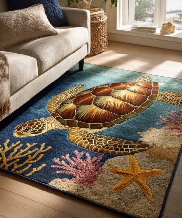 Coral Guardian Decorative Rug — Sea-Inspired Area Rug With Protective Hues, Durable Accent For High-Traffic Rooms And Entryways