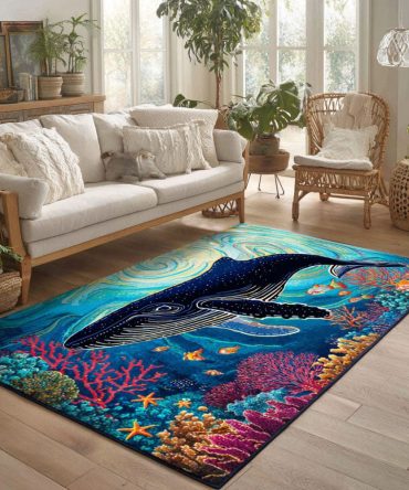 Coral Symphony Living Rug — Artistic Coral Pattern Area Rug With Harmonious Hues, Cozy Centerpiece For Contemporary Homes