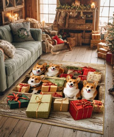 Corgi Cheer Accent Rug — Adorable Corgi-Themed Area Rug For Pet Lovers, Soft Plush Mat Perfect For Living Rooms And Kids’ Rooms
