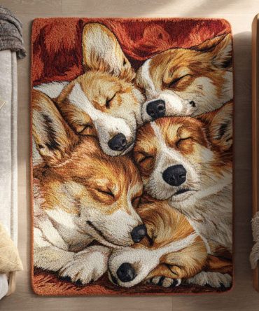 Corgi Cloud Nap Rug — Cozy Puppy-Themed Area Rug With Dreamy Cloud Design, Soft Comfort For Bedrooms, Nurseries, And Lounges