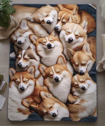 Dreamy Corgi-Themed Area Rug For Kids & Bedrooms — Plush, Soft-Touch, Non-Skid Backing, Durable Everyday Accent Carpet