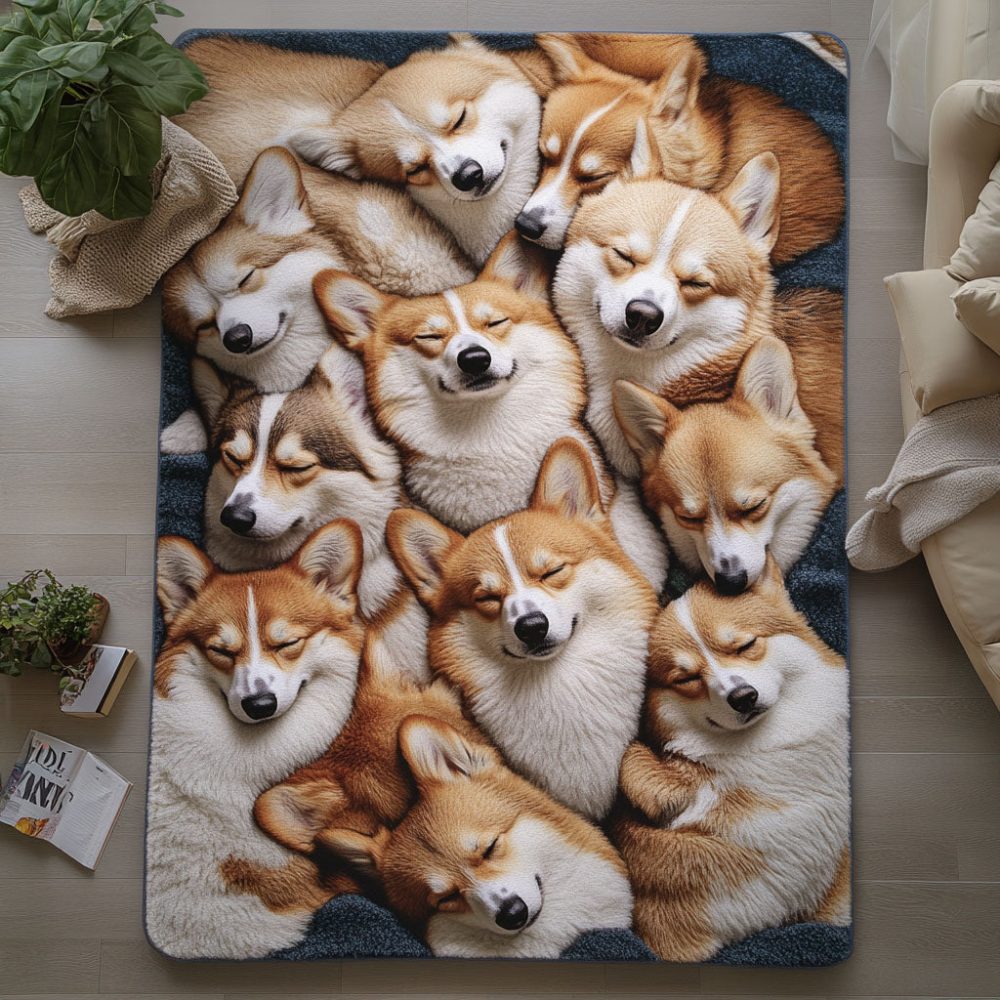 Dreamy Corgi-Themed Area Rug For Kids & Bedrooms — Plush, Soft-Touch, Non-Skid Backing, Durable Everyday Accent Carpet