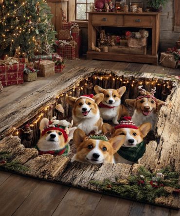 Cozy Hearth Corgi Area Rug — Warm Accent Rug For Living Room & Den, Non-Slip, Stain-Resistant, Easy Maintenance