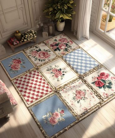 Cottage Rose Memory Area Rug — Vintage Floral Accent Rug With Soft Memory Foam Backing, Non-Slip, Luxurious Underfoot