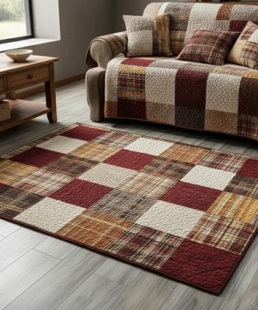Country Home Cozy Area Rug — Traditional Farmhouse Floor Mat, Durable Low-Pile, Non-Skid, Pet-Friendly & Easy Care