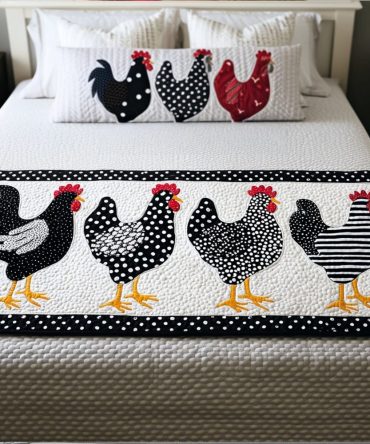Country Coop Quilted Bed Runner – Farmhouse Charm Bedding Accent, Rustic Cotton Blend For Queen & King Beds