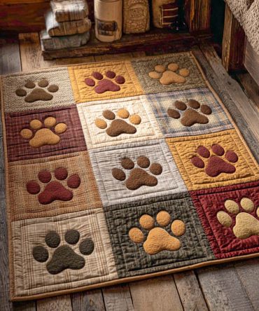 Country Lodge Paw Rug — Rustic Paw-Print Accent Mat For Cabin & Entryway, Durable, Non-Slip, Pet-Friendly Design
