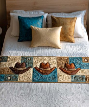 Country Spirit Quilted Bed Scarf For Queen & King Beds — Rustic Farmhouse Bedding Accent, Warm Textures & Easy Care